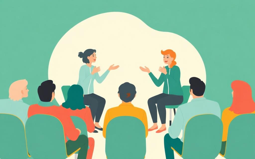 Illustration of two people acting out a role play